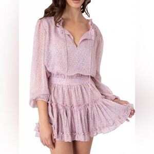 Sincerely ours purple pink freya mini dress long sleeves size medium